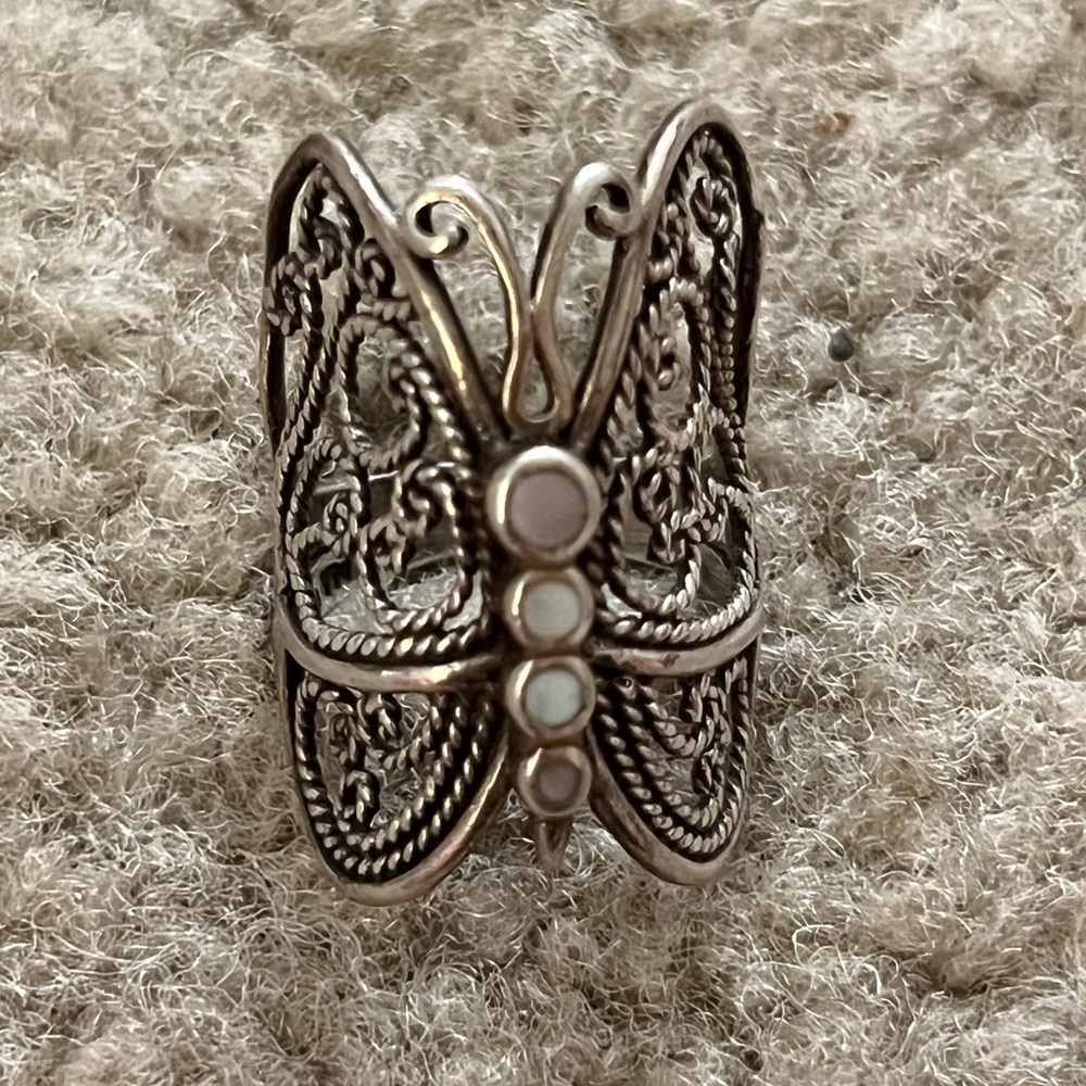 Silver butterfly ring. So cute.